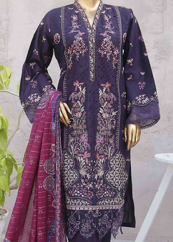 Bin Saeed Fabric - SMLF-0438B-RN-3 Piece Cotton Embroidered collection