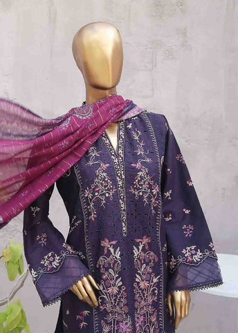 Bin Saeed Fabric - SMLF-0438B-RN-3 Piece Cotton Embroidered collection