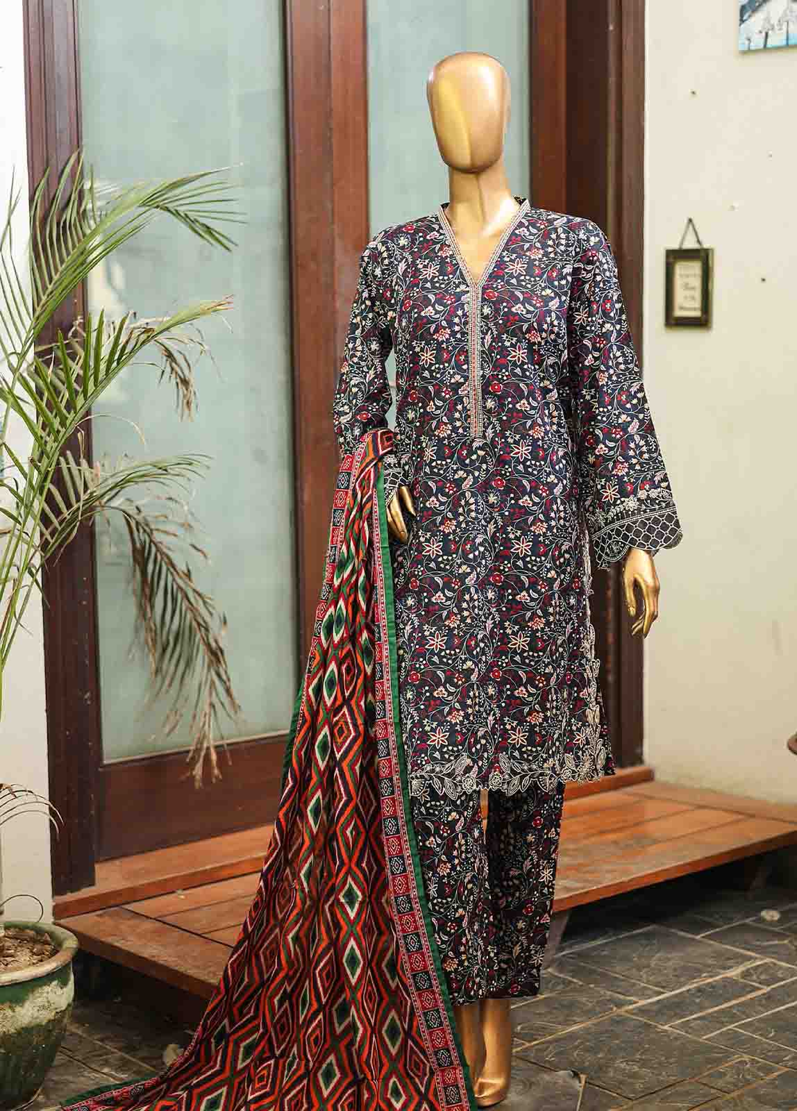 Bin Saeed Fabric - SMLF-0632-EMB- 3 Piece Embroidered Stitched Suit