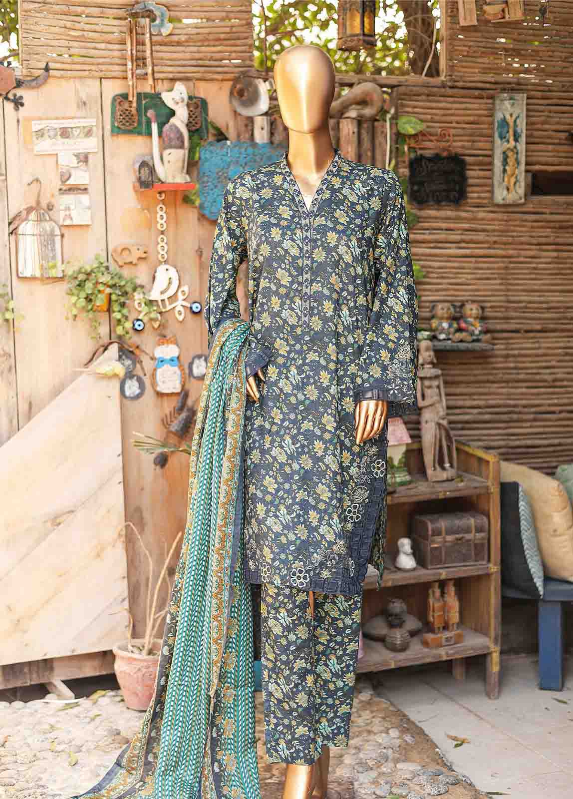 Bin Saeed Fabric - SMLF-0643-EMB- 3 Piece Embroidered Stitched Suit