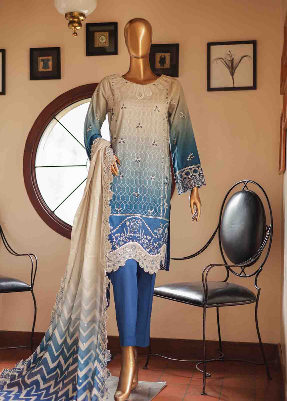 Bin Saeed Fabric - SMLF-0682 A- 3 Piece Embroidered Stitched Suit