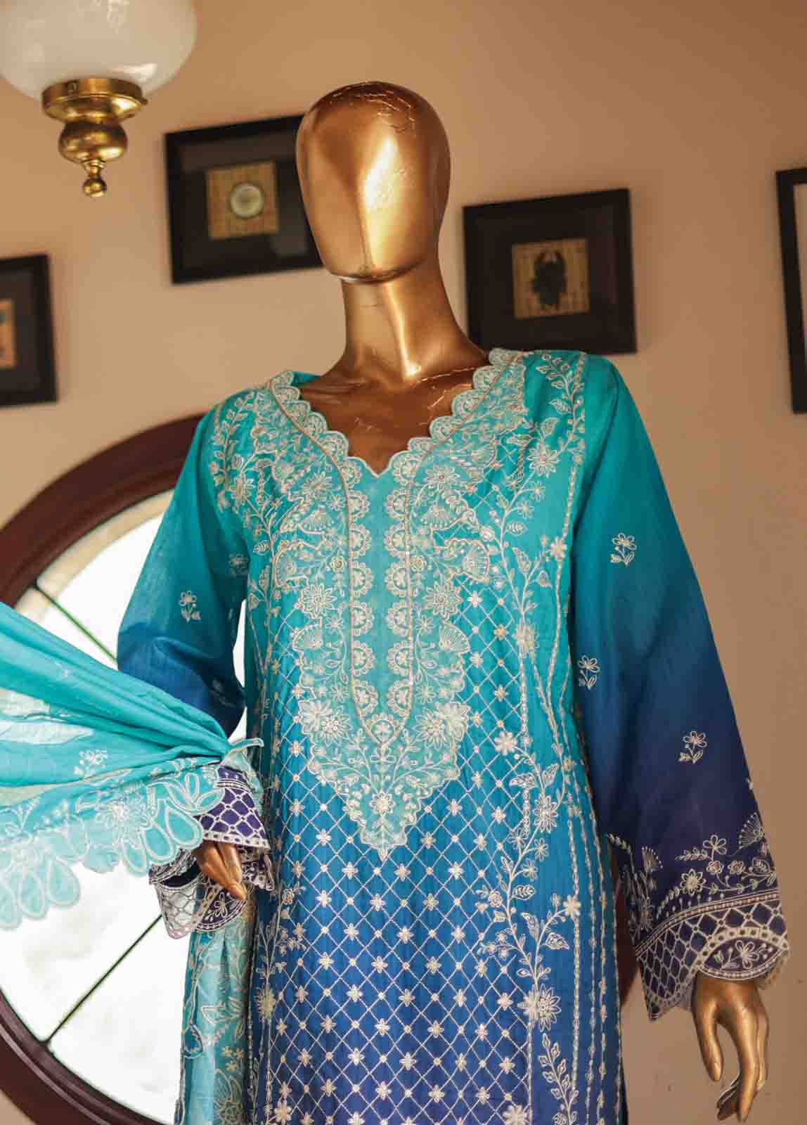 Bin Saeed Fabric - SMLF-0683 A- 3 Piece Embroidered Stitched Suit