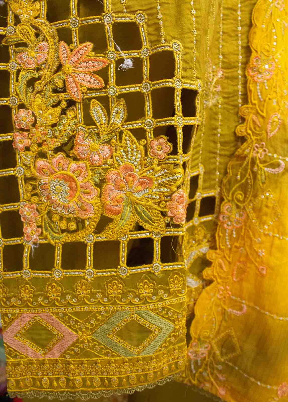 Bin Saeed Fabric - SMLF-0684-3 Piece Cutwork Kari Stitched Suit