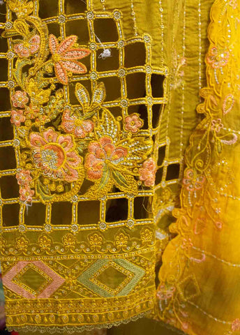 Bin Saeed Fabric - SMLF-0684-3 Piece Cutwork Kari Stitched Suit