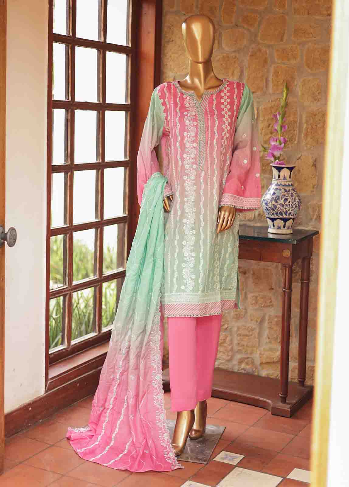 Bin Saeed Fabric - SMLF-0687 A- 3 Piece Embroidered Stitched Suit