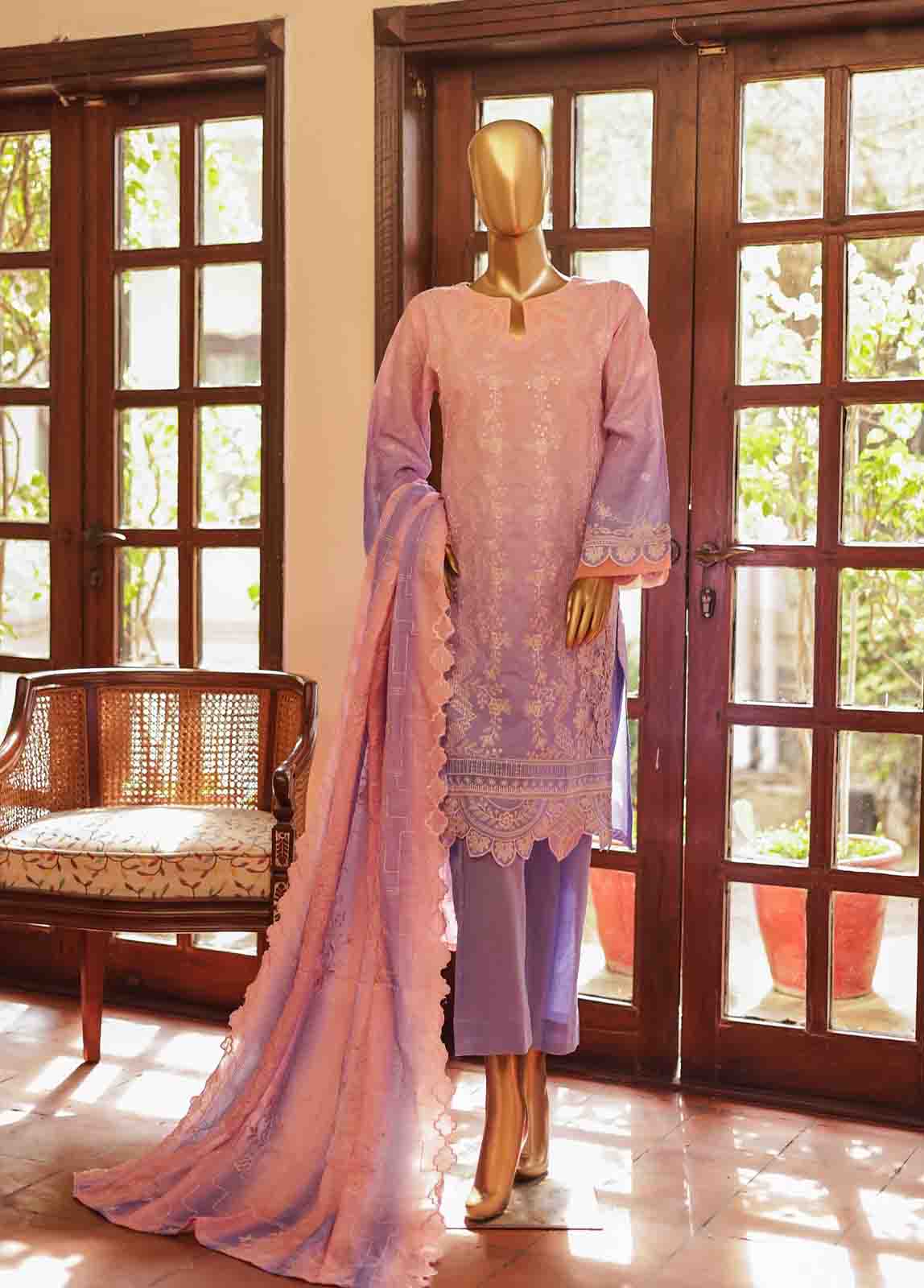 Bin Saeed Fabric - SMLF-0688 A- 3 Piece Embroidered Stitched Suit