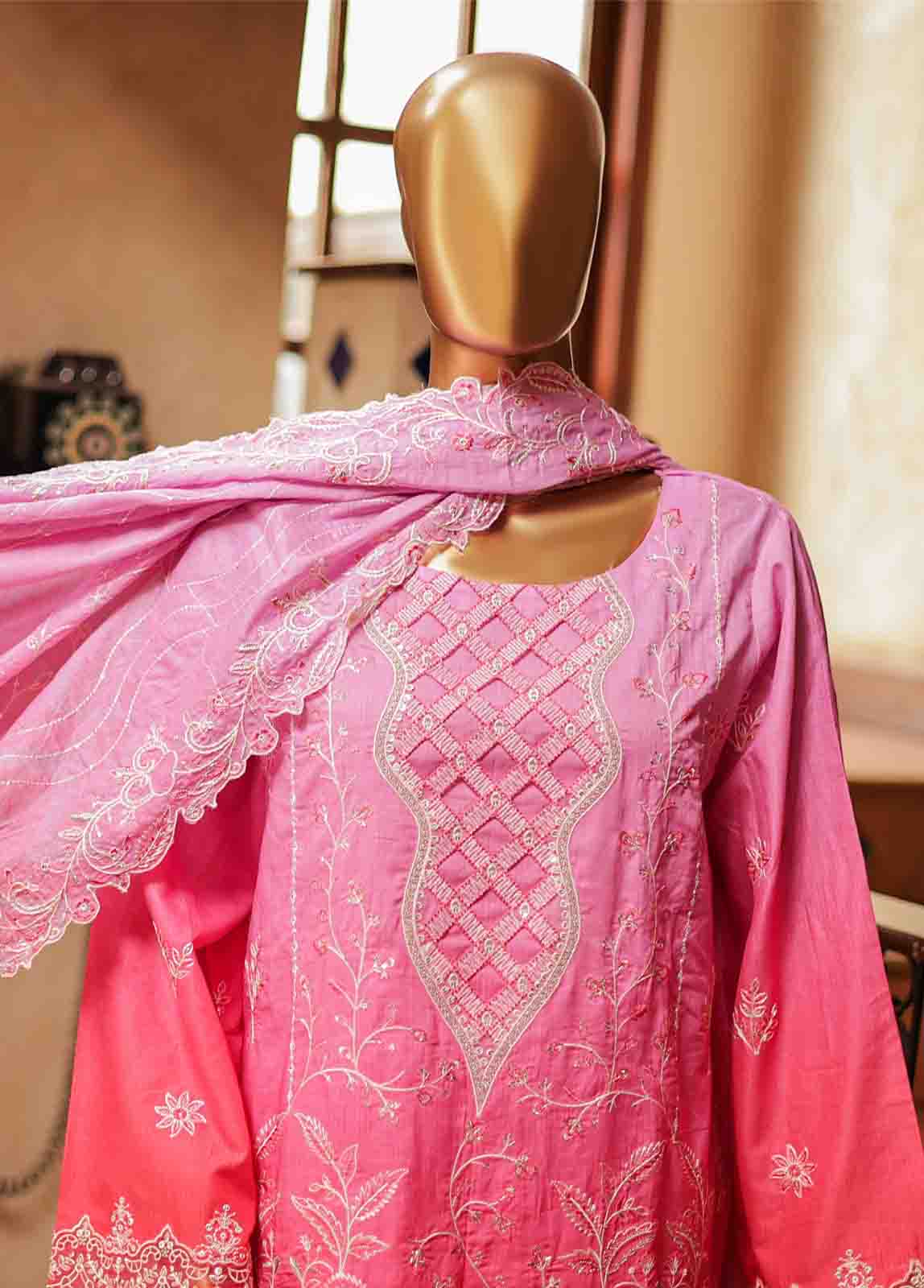 SMLF-0690 A- 3 Piece Embroidered Stitched Suit