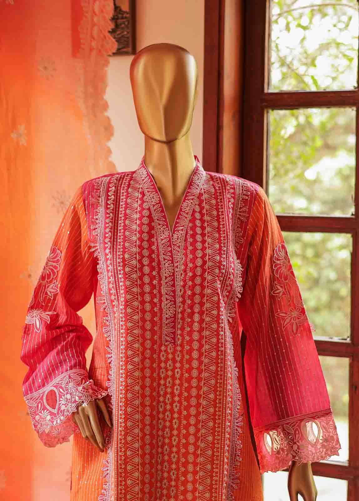 Bin Saeed Fabric - SMLF-0691 A- 3 Piece Embroidered Stitched Suit