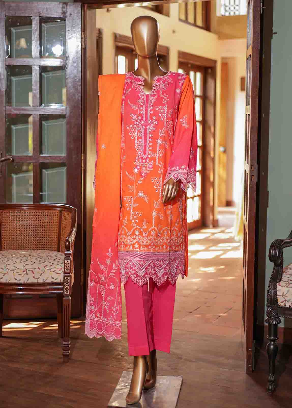 Bin Saeed Fabric - SMLF-0691 B- 3 Piece Embroidered Stitched Suit