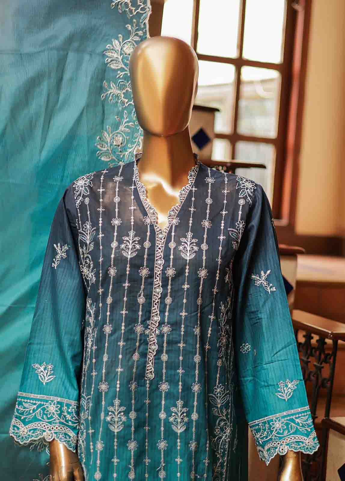 Bin Saeed Fabric - SMLF-0696 A- 3 Piece Embroidered Stitched Suit