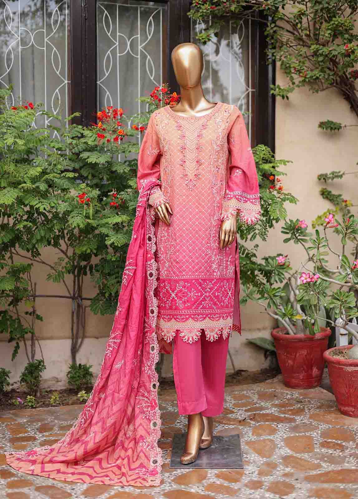Bin Saeed Fabric - SMLF-0697 A- 3 Piece Embroidered Stitched Suit