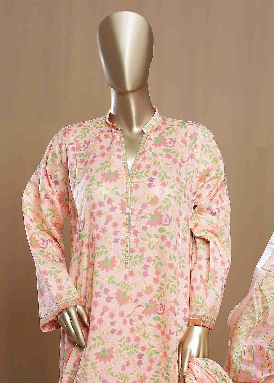 Bin Saeed Fabric - SMLF-07-FR -3 Piece Printed Frock Style