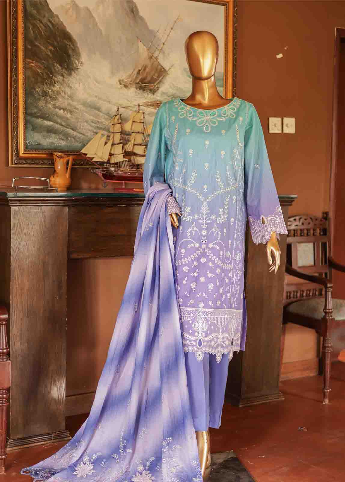 Bin Saeed Fabric - SMLF-0700 B- 3 Piece Embroidered Stitched Suit