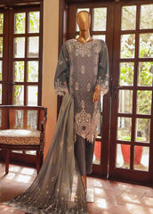 SMLF-0702 B- 3 Piece Embroidered Stitched Suit