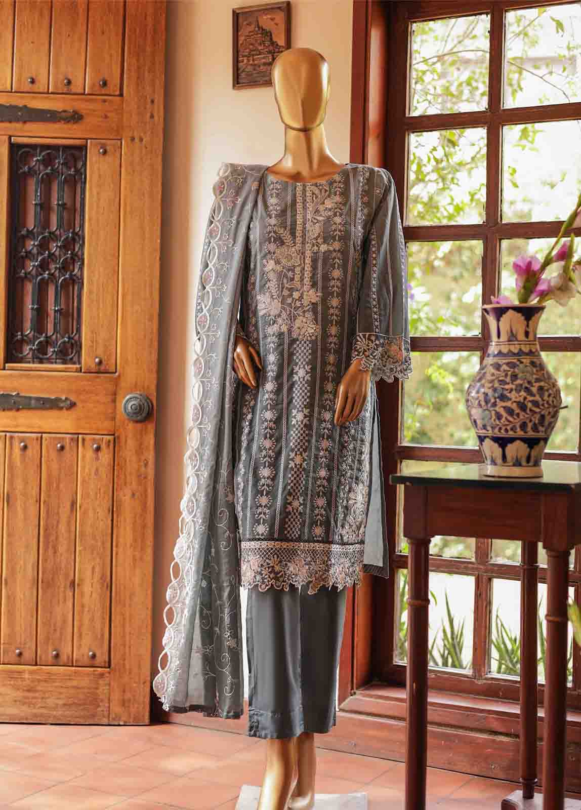 Bin Saeed Fabric - SMLF-0702 A- 3 Piece Embroidered Stitched Suit