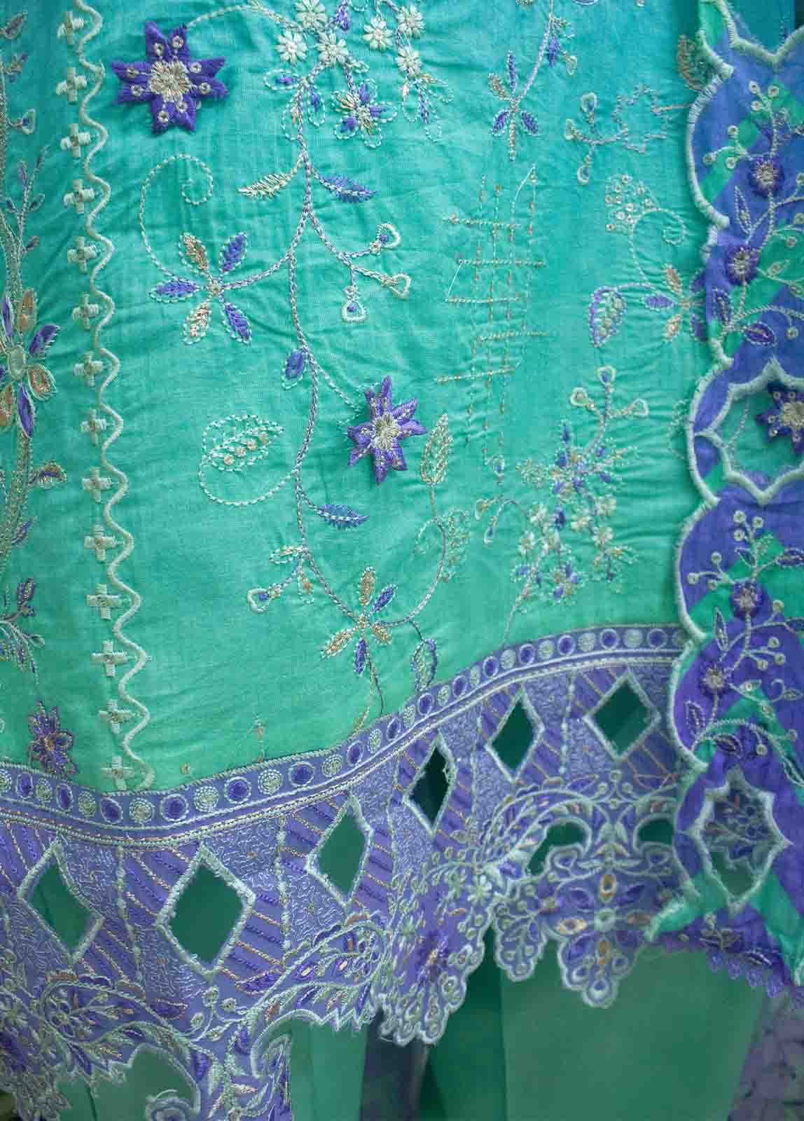 Bin Saeed Fabric - SMLF-0703 A-3 Piece Cutwork Kari Stitched Suit