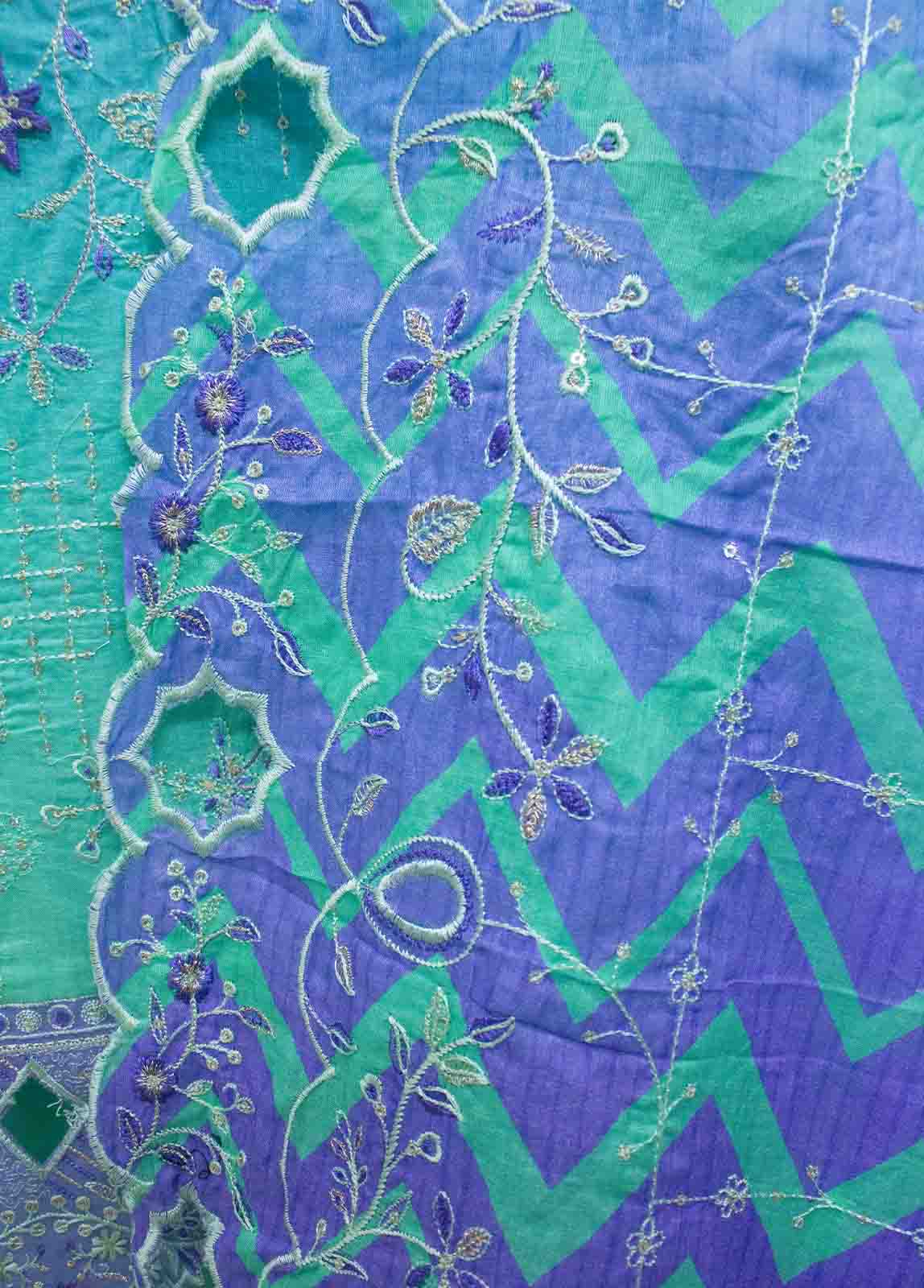 Bin Saeed Fabric - SMLF-0703 A-3 Piece Cutwork Kari Stitched Suit