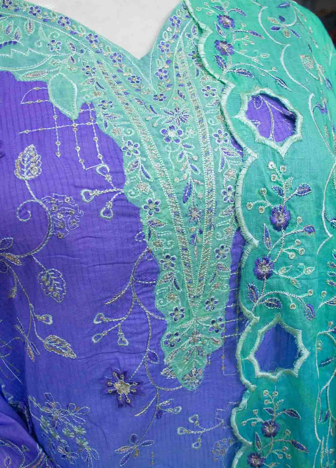 Bin Saeed Fabric - SMLF-0703 A-3 Piece Cutwork Kari Stitched Suit