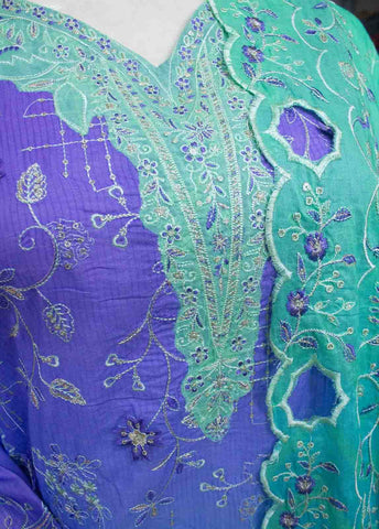 Bin Saeed Fabric - SMLF-0703 A-3 Piece Cutwork Kari Stitched Suit