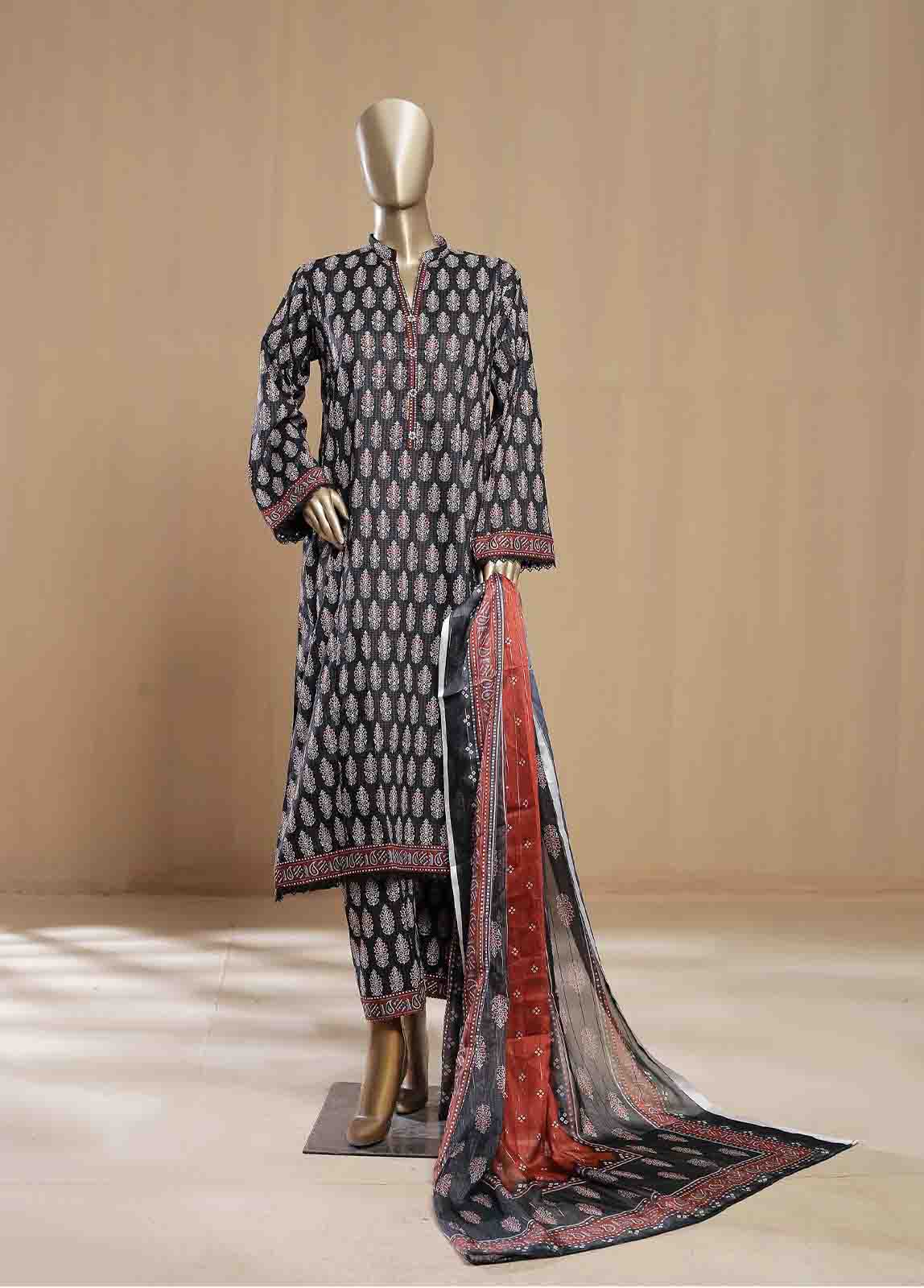 Bin Saeed Fabric - SMLF-11-FR -3 Piece Printed Frock Style