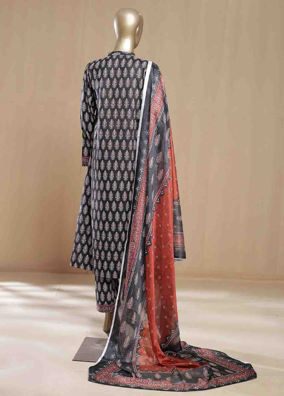 Bin Saeed Fabric - SMLF-11-FR -3 Piece Printed Frock Style