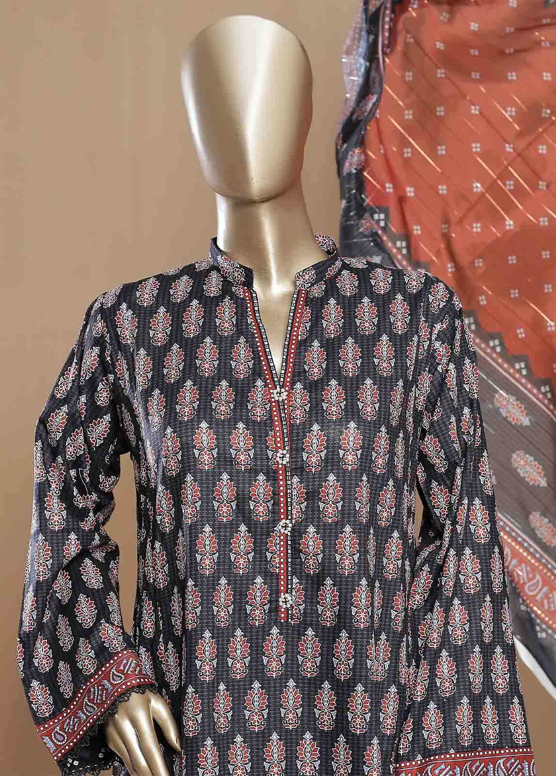 Bin Saeed Fabric - SMLF-11-FR -3 Piece Printed Frock Style