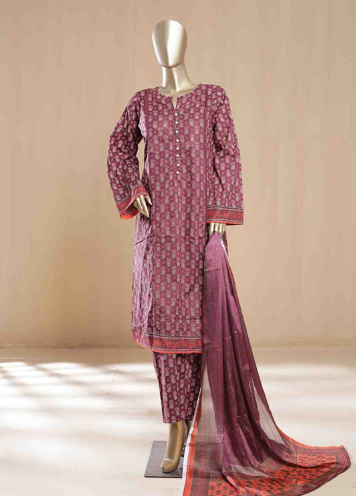 Bin Saeed Fabric - SMLF-13-FR -3 Piece Printed Frock Style