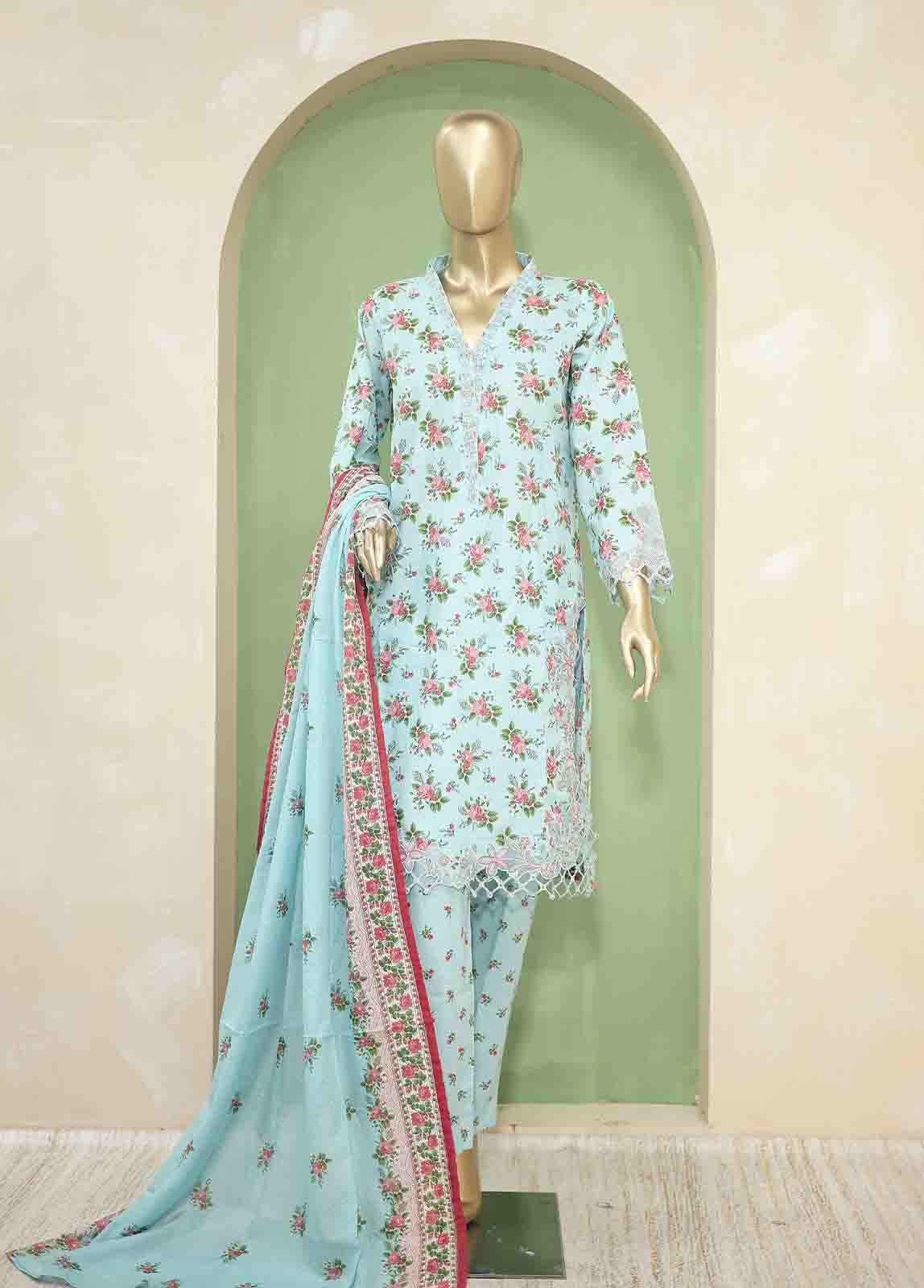 Bin Saeed Fabric - SMLF-136-Emb- 3 Piece Embroidered Stitched Suit