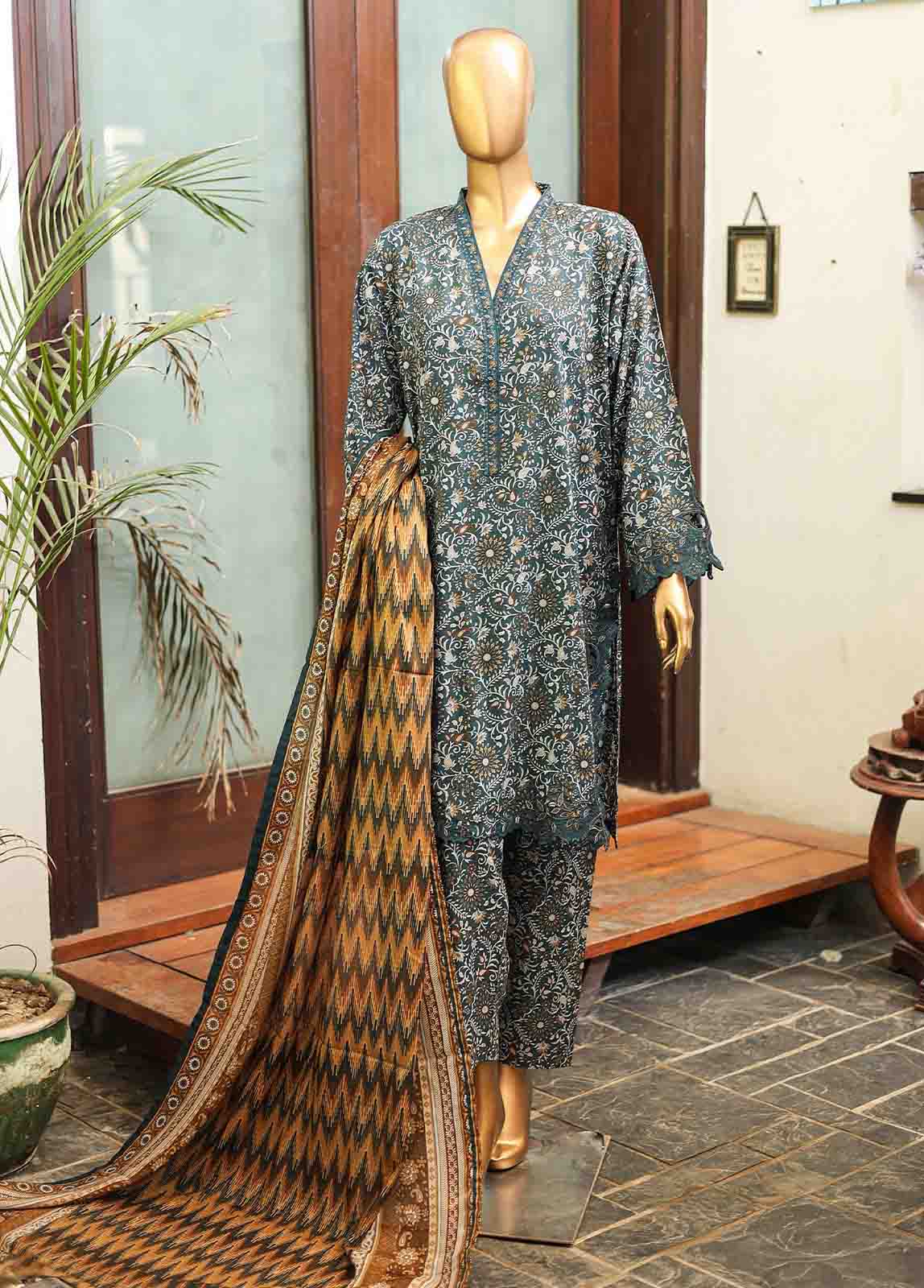 Bin Saeed Fabric - SMLF-141-Emb- 3 Piece Embroidered Stitched Suit