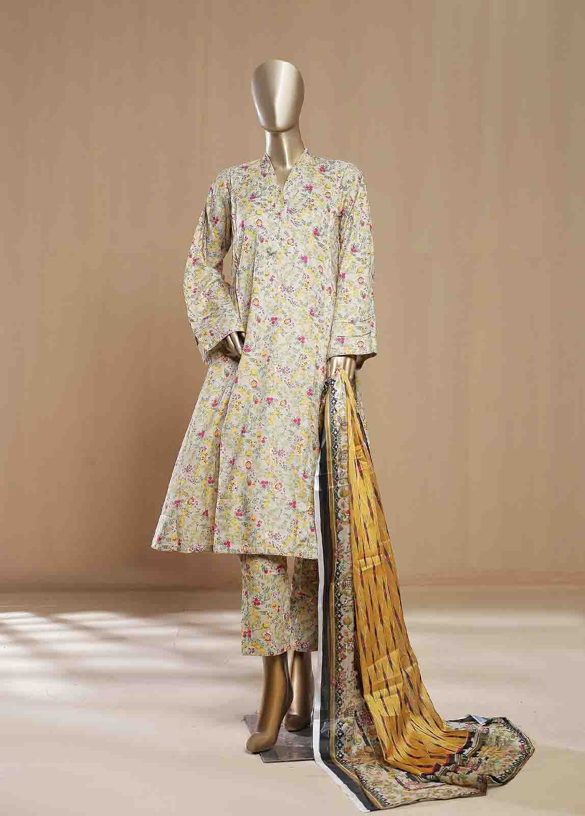 Bin Saeed Fabric - SMLF-16-FR -3 Piece Printed Frock Style