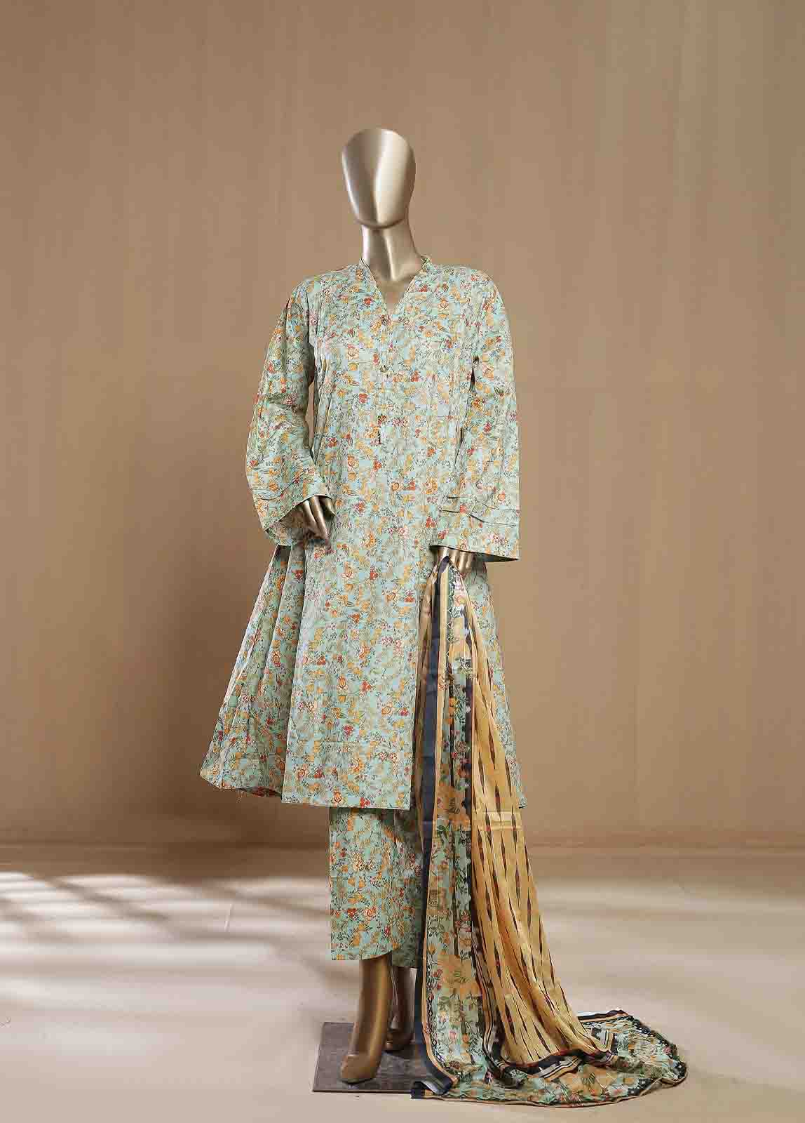 Bin Saeed Fabric - SMLF-17-FR -3 Piece Printed Frock Style