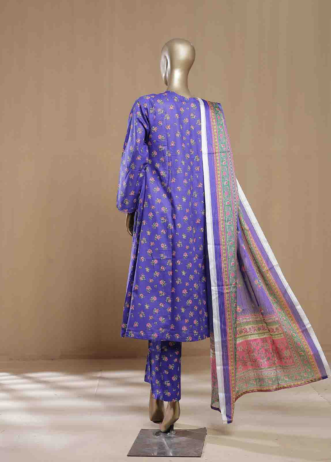 Bin Saeed Fabric - SMLF-19-FR -3 Piece Printed Frock Style