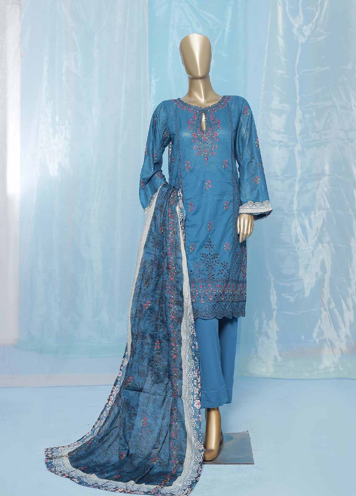 SMLF-195-ED- 3 Piece Embroidered Stitched Suit
