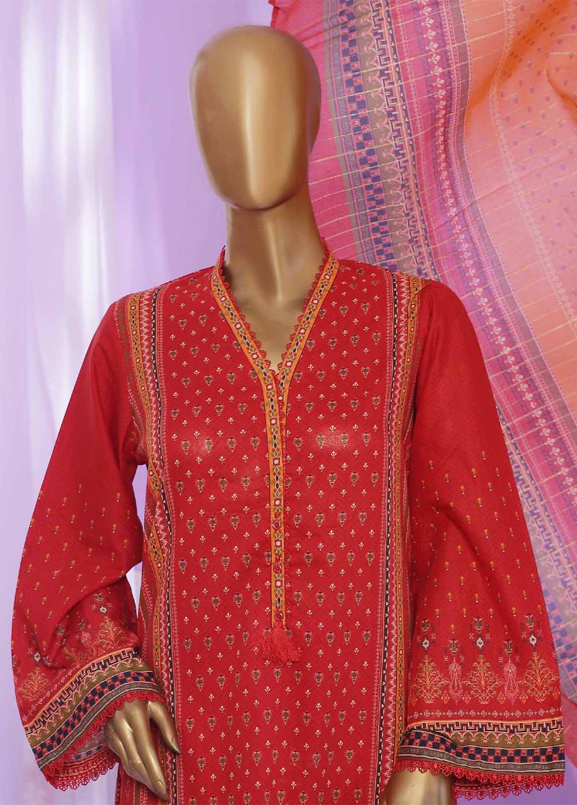SMLF-195-PR-3 Piece Block Print Stitched Suit
