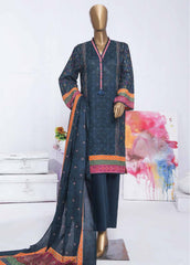 SMLF-211-PR-3 Piece Block Print Stitched Suit
