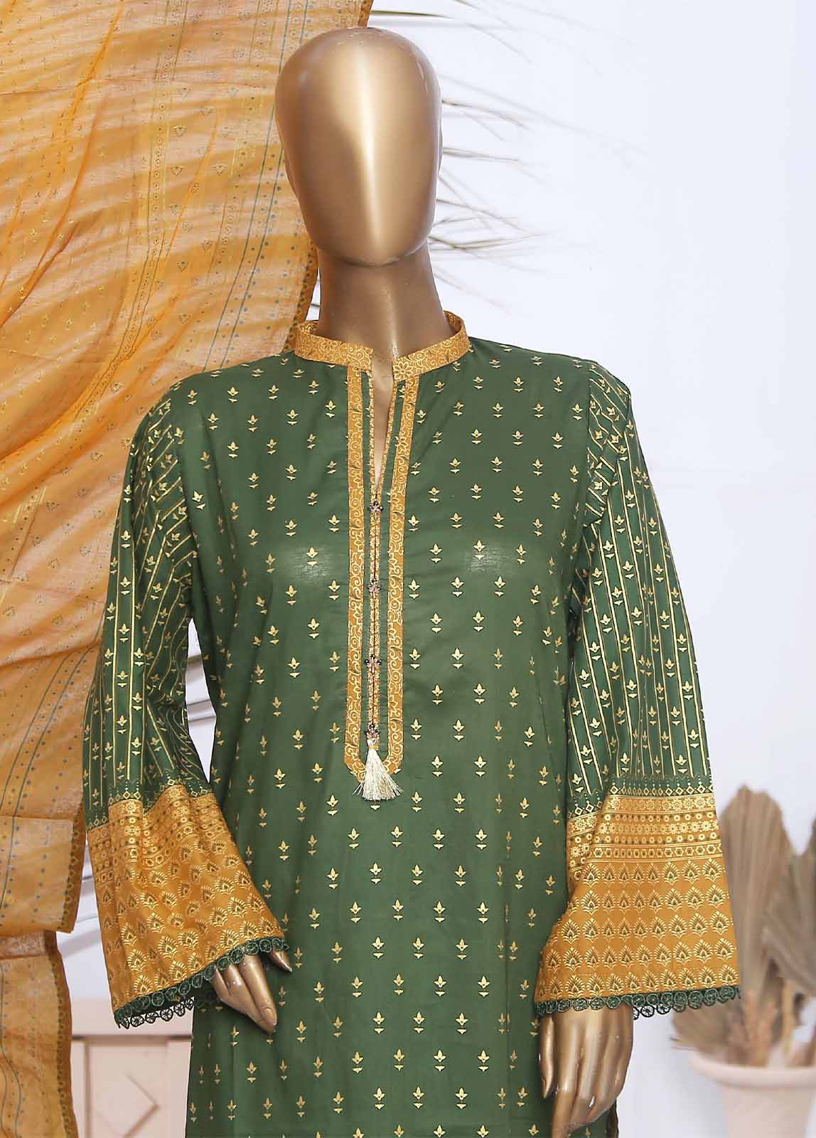 SMLF-350-PR-3 Piece Block Print Stitched Suit