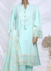 SMLF-355-PR-3 Piece Block Print Stitched Suit