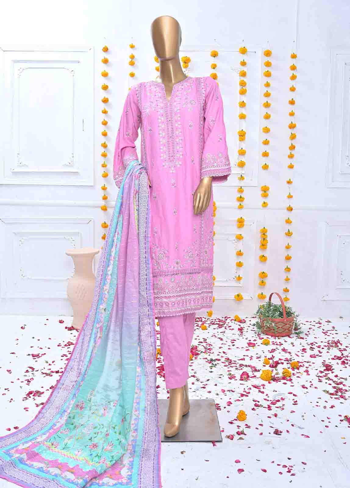 SMLF-372-MB-3 Piece Lawn Embroidered Suit