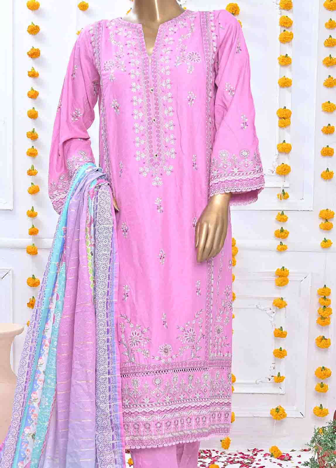SMLF-372-MB-3 Piece Lawn Embroidered Suit
