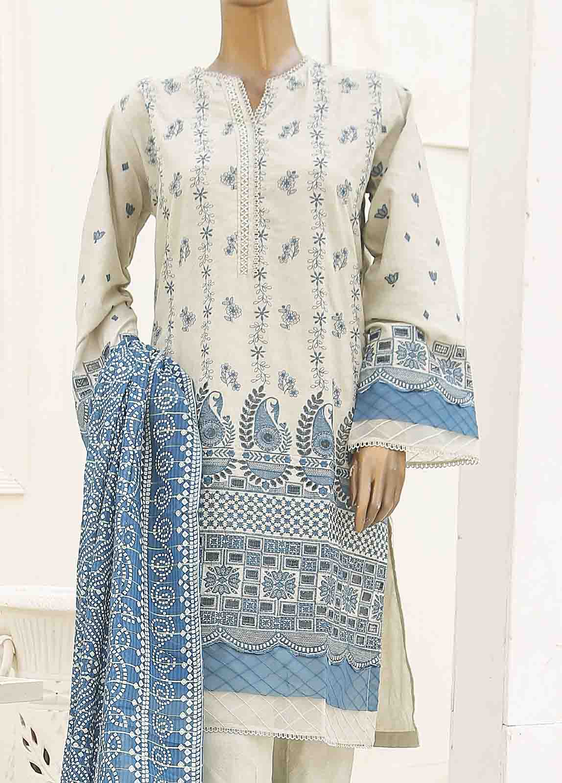 Bin Saeed Fabric - SMLF-376-CK-3 Piece Chikankari Stitched Suit