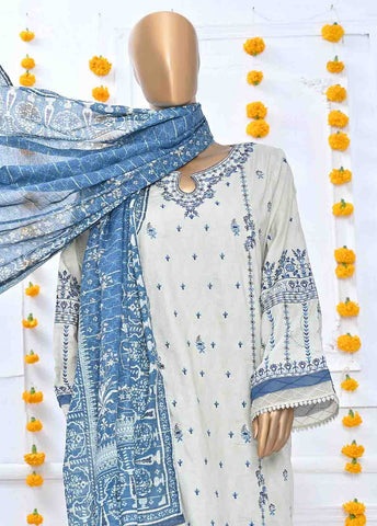Bin Saeed Fabric - SMLF-376-MB-3 Piece Lawn Embroidered Suit