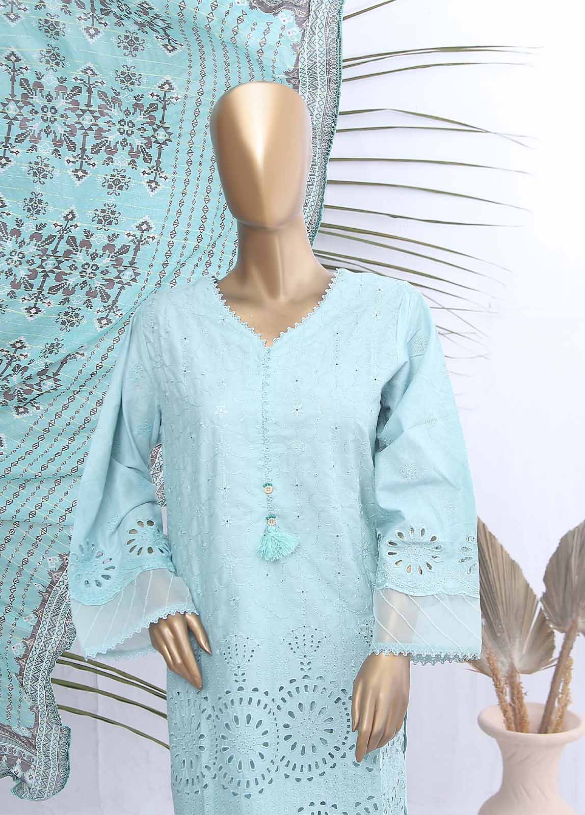 Bin Saeed Fabric - SMLF-383-CK-3 Piece Chikankari Stitched Suit