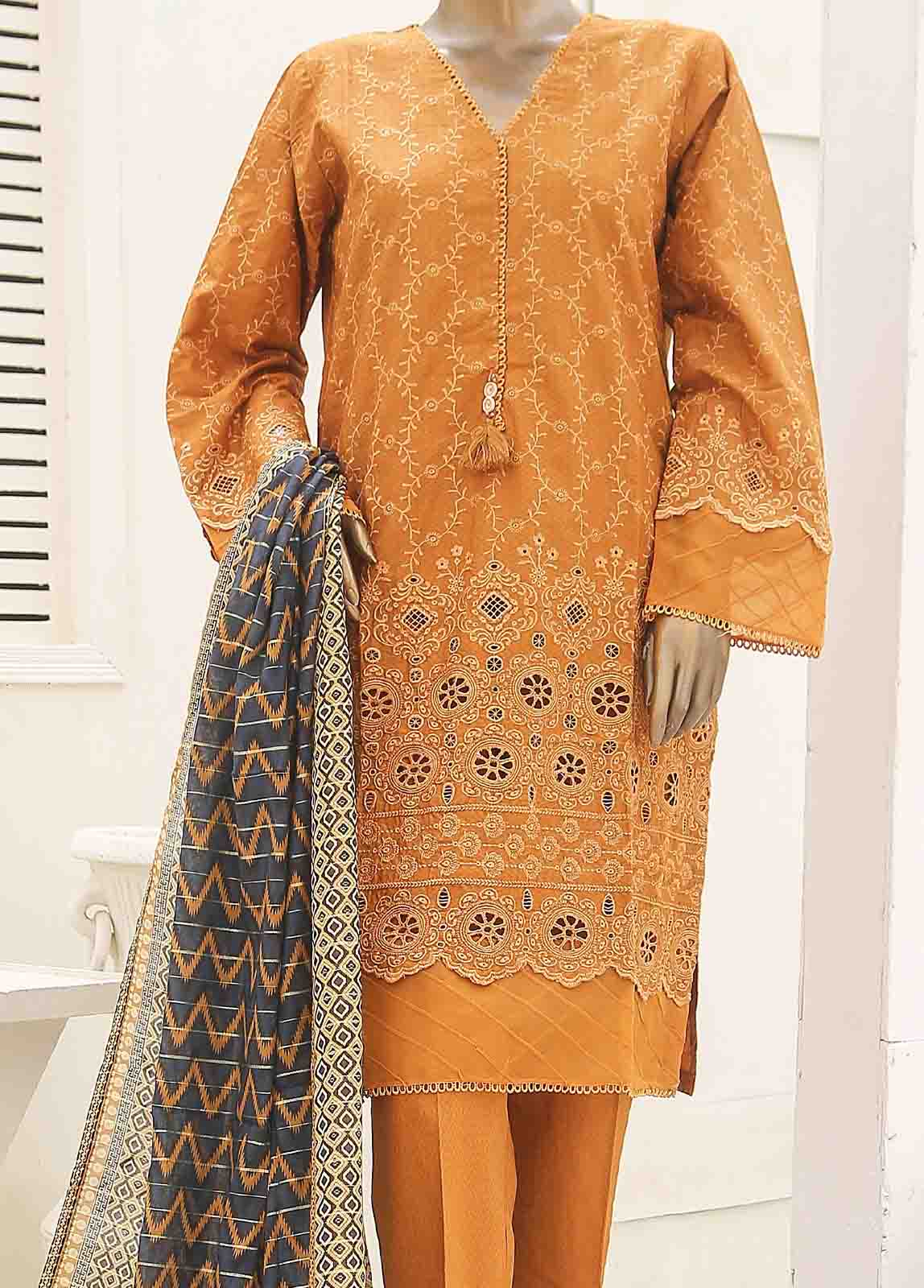 Bin Saeed Fabric - SMLF-385-CK-3 Piece Chikankari Stitched Suit
