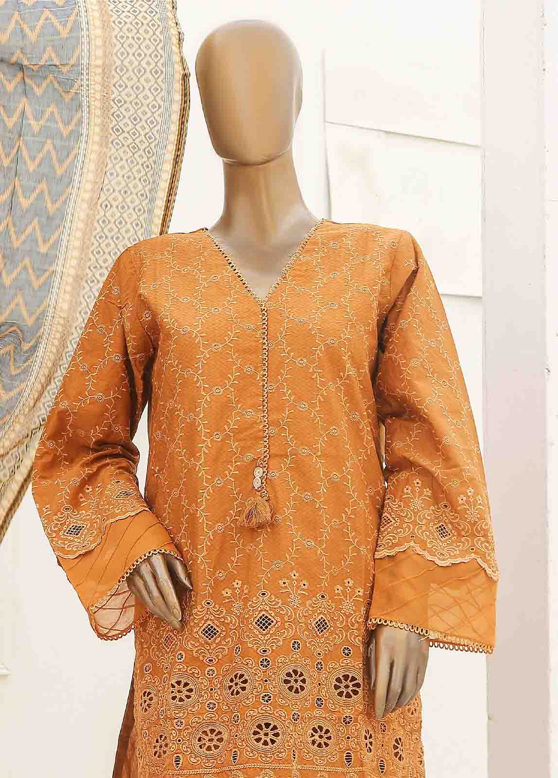 Bin Saeed Fabric - SMLF-385-CK-3 Piece Chikankari Stitched Suit