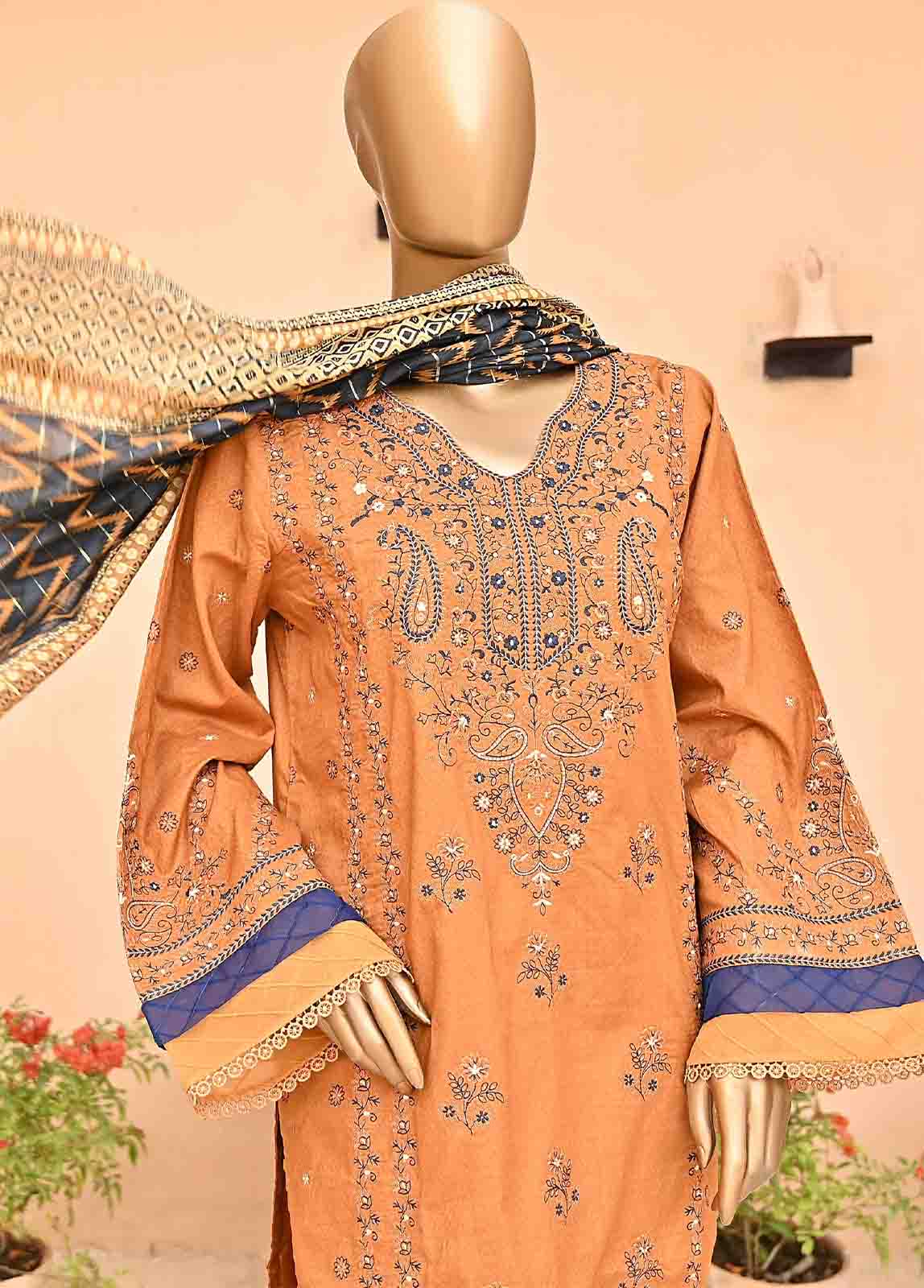 Bin Saeed Fabric - SMLF-385-NZ-3 Piece Chikankari Stitched Suit