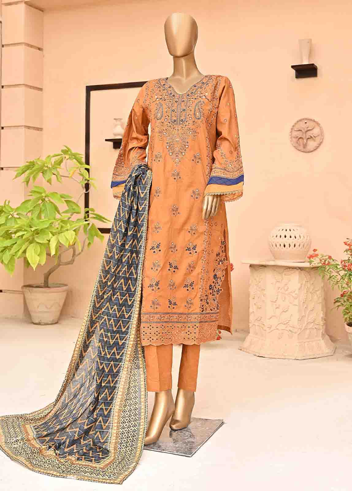 Bin Saeed Fabric - SMLF-385-NZ-3 Piece Chikankari Stitched Suit