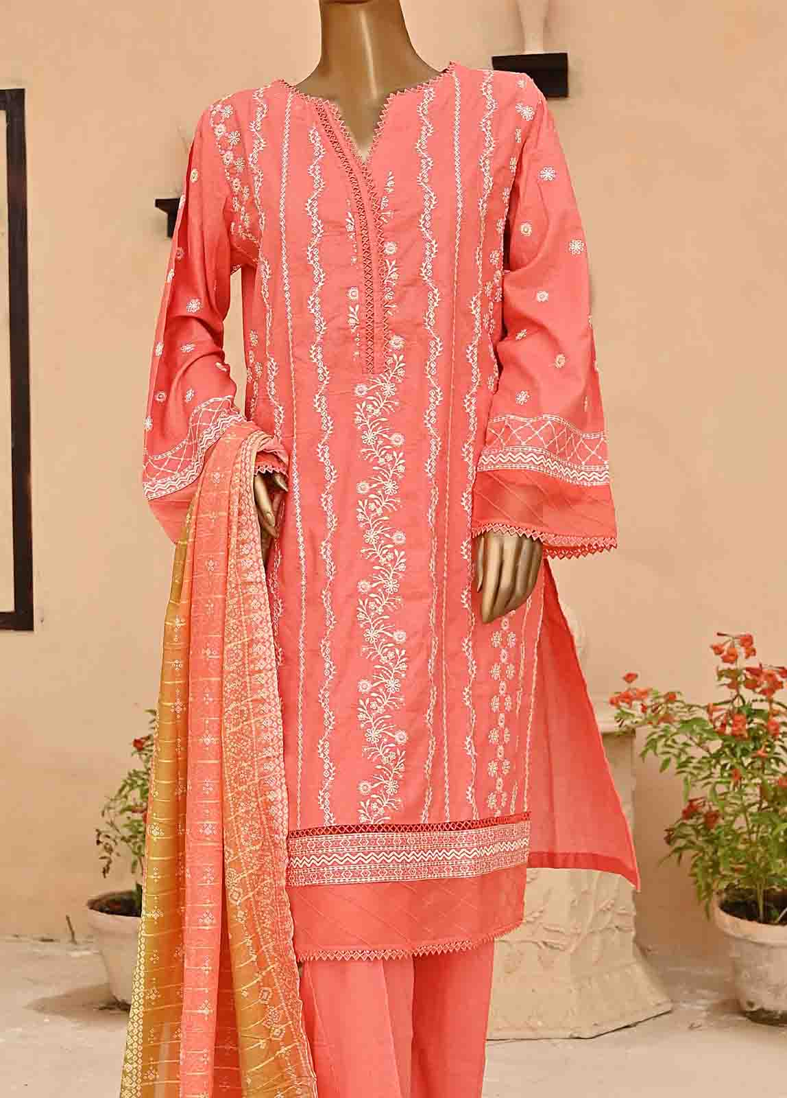 Bin Saeed Fabric - SMLF-390-NZ-3 Piece Chikankari Stitched Suit