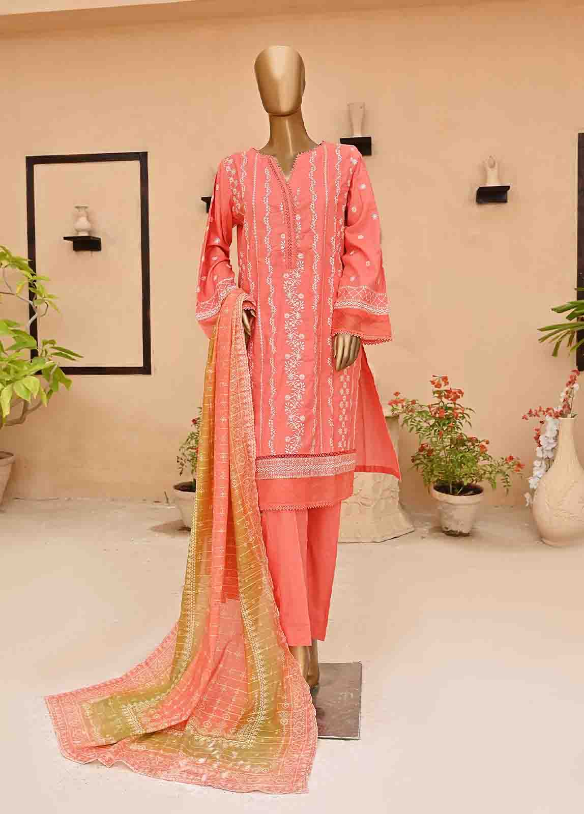 Bin Saeed Fabric - SMLF-390-NZ-3 Piece Chikankari Stitched Suit