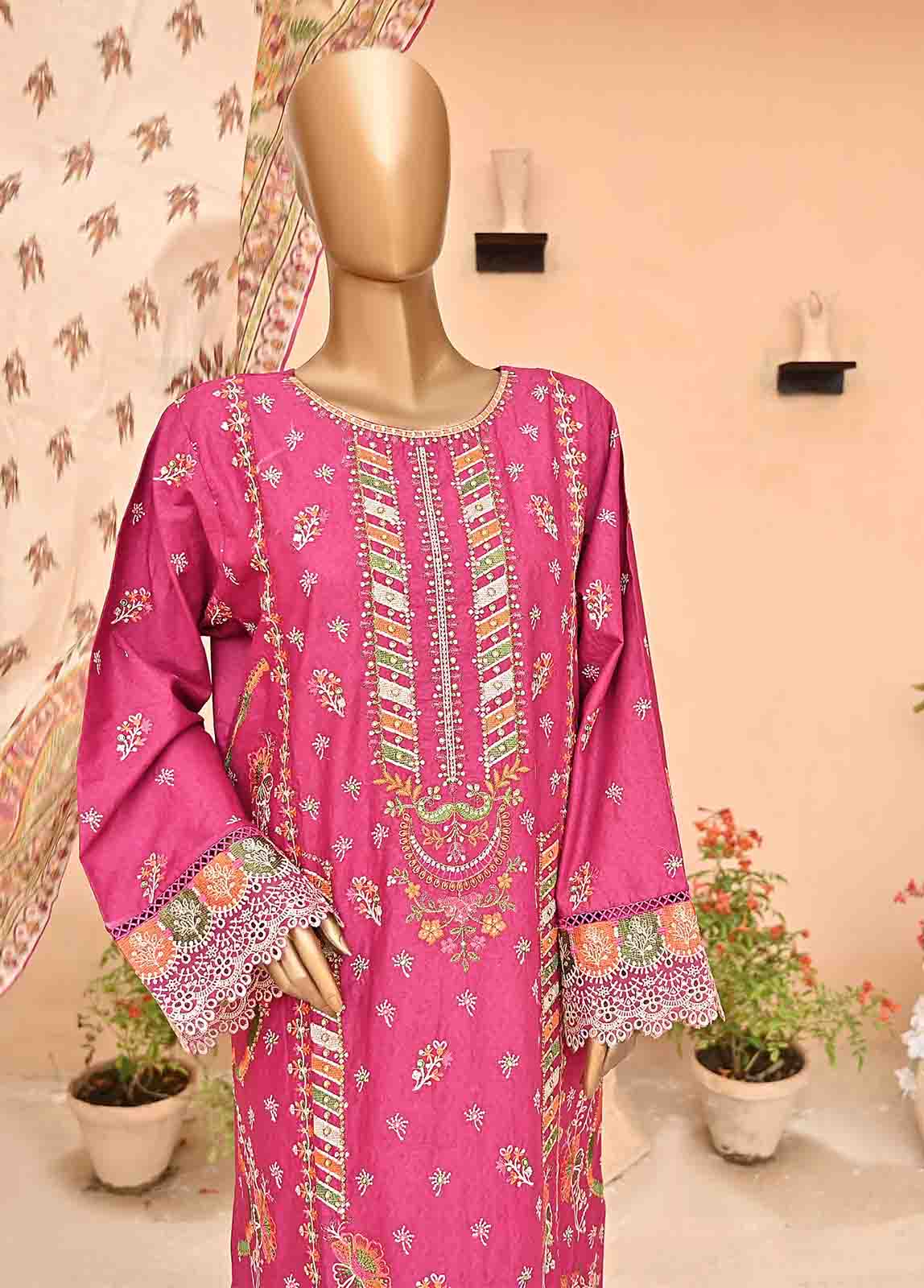 Bin Saeed Fabric - SMLF-398-NZ-3 Piece Chikankari Stitched Suit
