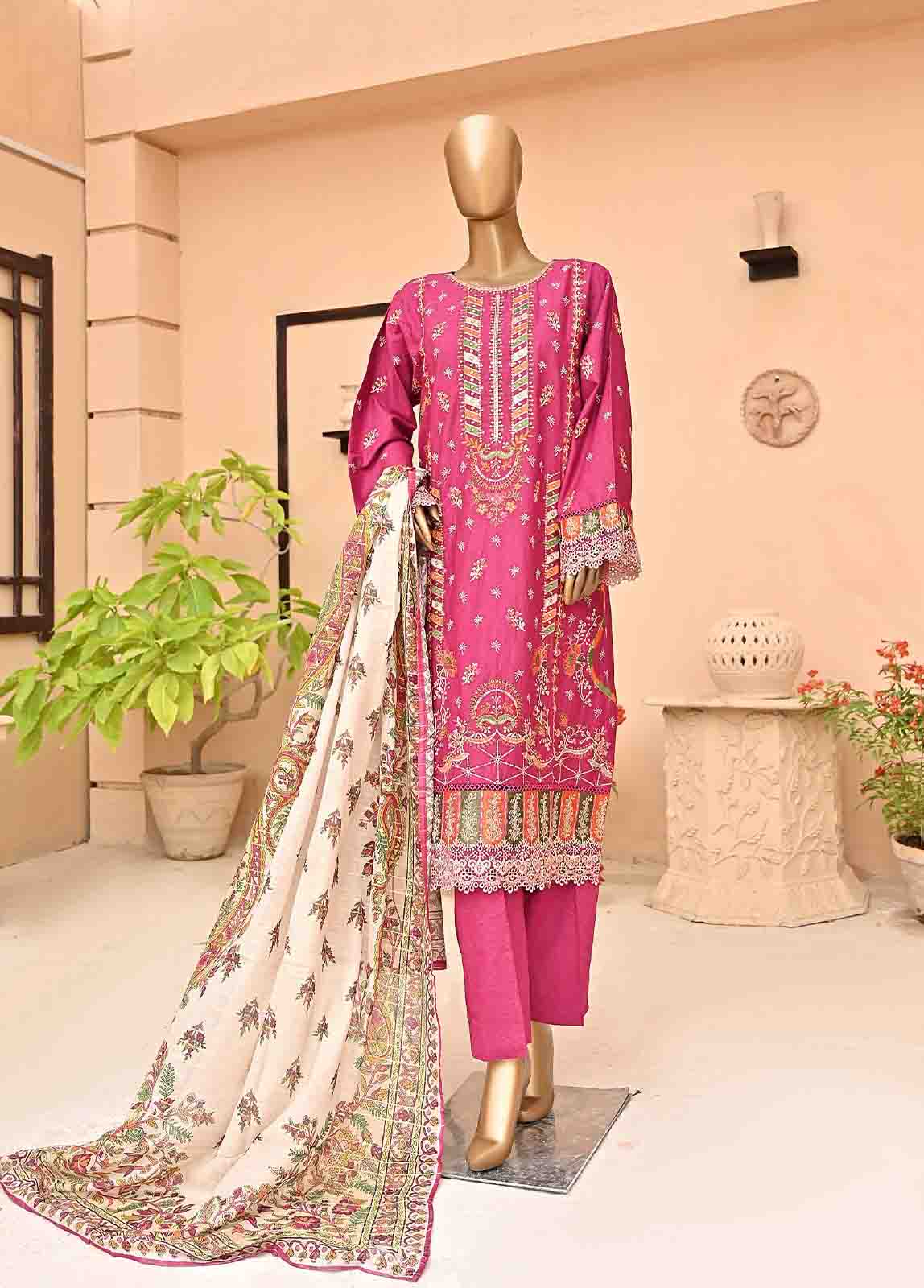 Bin Saeed Fabric - SMLF-398-NZ-3 Piece Chikankari Stitched Suit